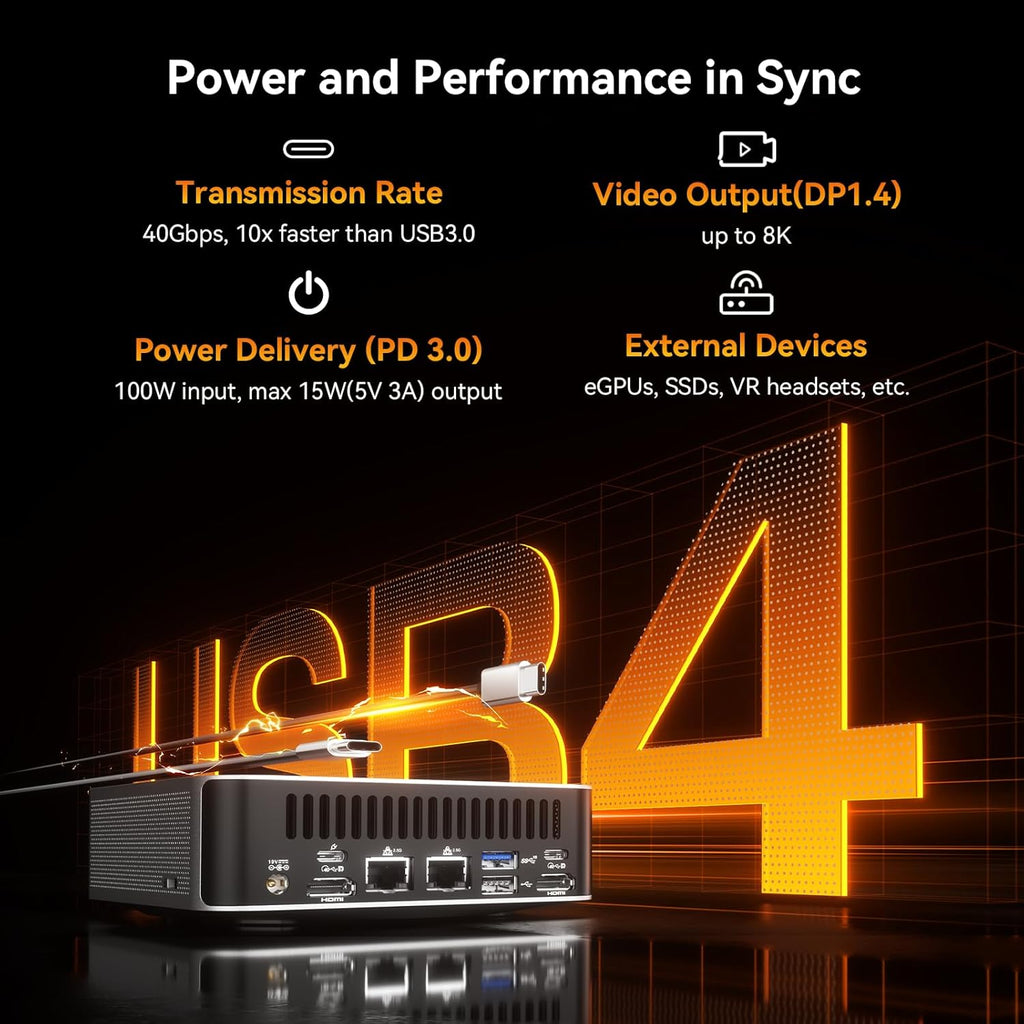GEEKOM Mini PC[Ultimate Performance Edition] A8 Max with AMD Ryzen 7 8745HS(Beats 7735hs) 16GB DDR5|1TB SSD(Expandable,Not LPDDR) Dual LAN Mini Computer,Radeon 780M Mini PC Windows 11 Pro/USB4/8K