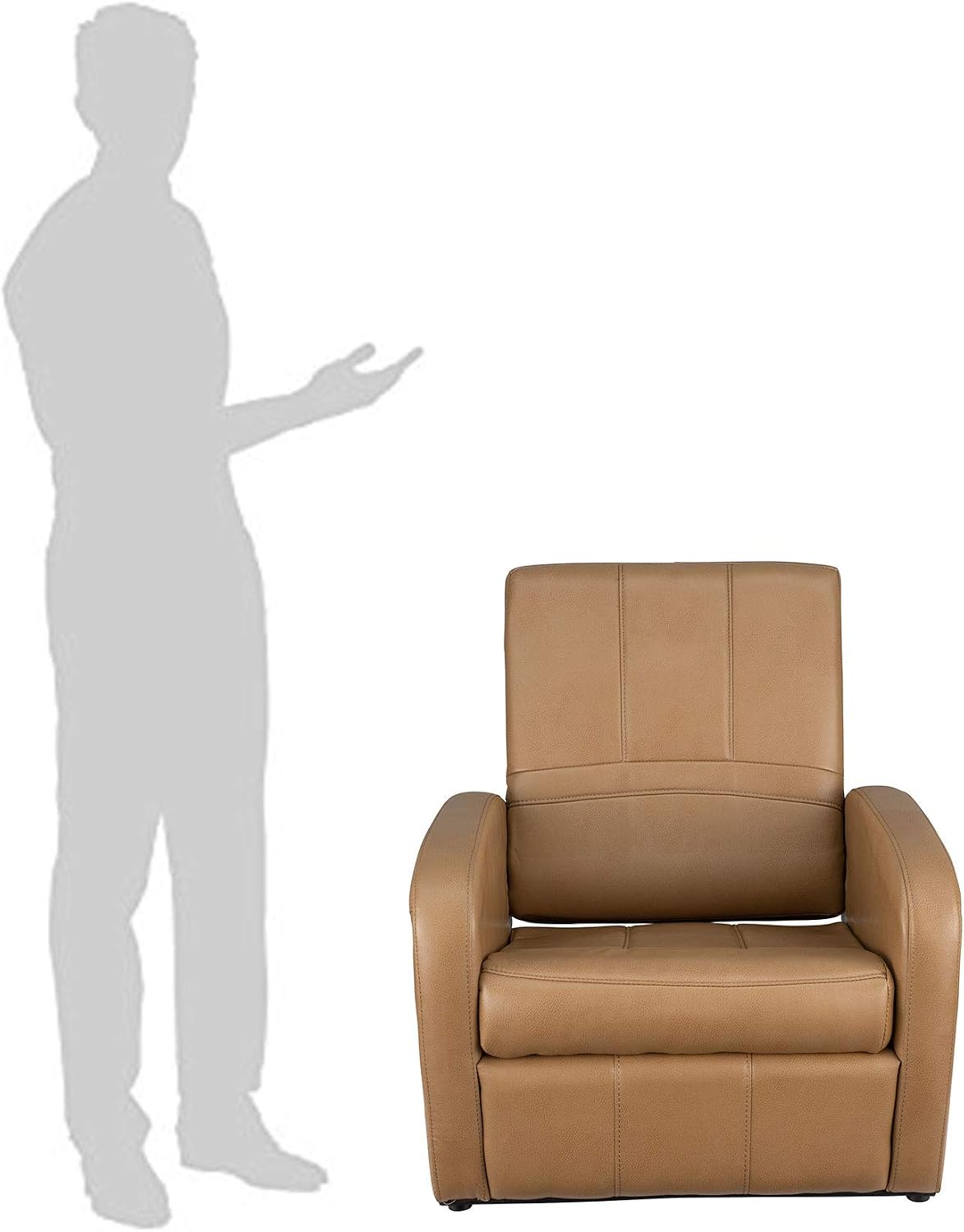 RecPro Charles RV Gaming Chair Ottoman Conversion | Built-in Storage | RV Furniture | Great for Teens | Toffee