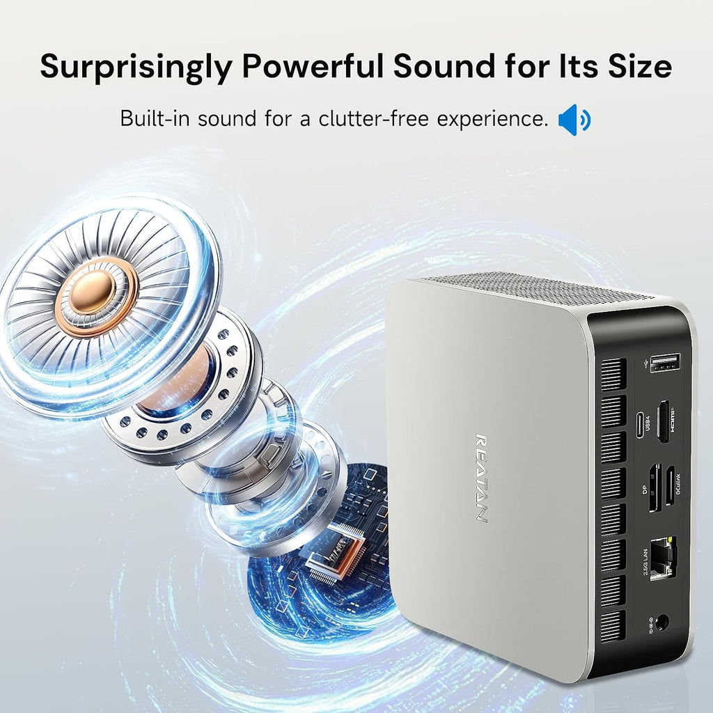 Reatan Upgraded Mini Desktop Gaming PC, OCuLink AMD AI 9 HX 470, Radeon TM 890M 5600MHz (up to 5.2GHz) 48GB DDR5 2TB M.2 2230 2.5Gbps LAN,HDMI 2.1, 8K USB 4.0 Wi-Fi 7/BT5.4 for AI, Gaming, Office