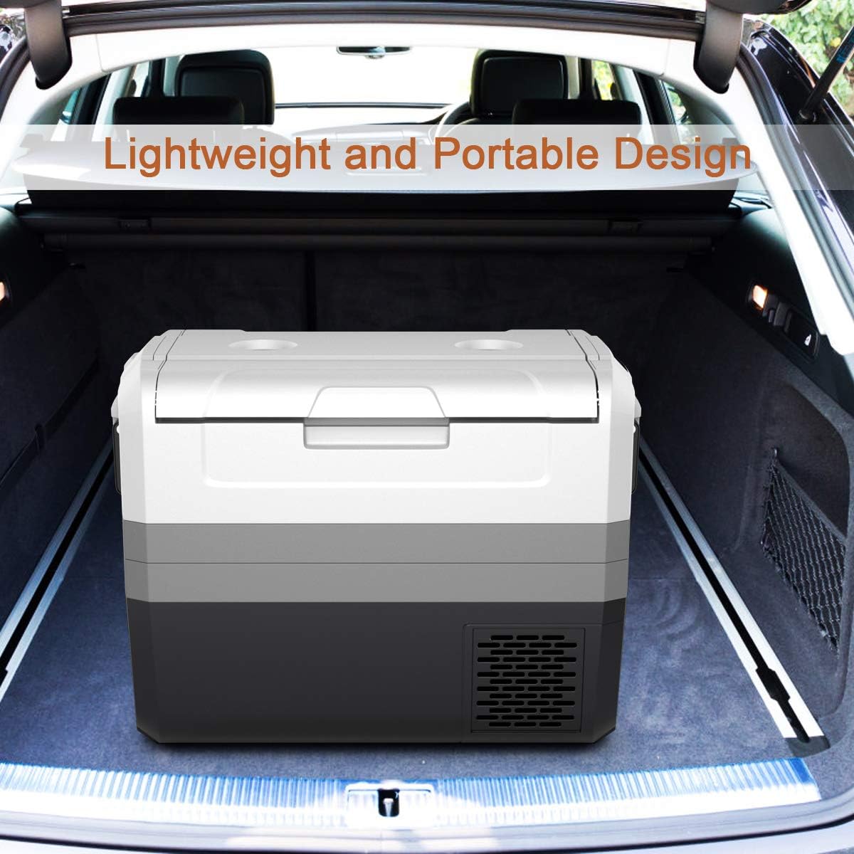 GOFLAME 58 Quart (55 L) Portable Car Refrigerator, Compressor Freezer -14.8°F to 50°F, Two-way Door Electric Powered Cooler Fridge, Compact Vehicle Refrigerator for Car Truck RV Boat, 12/24V DC