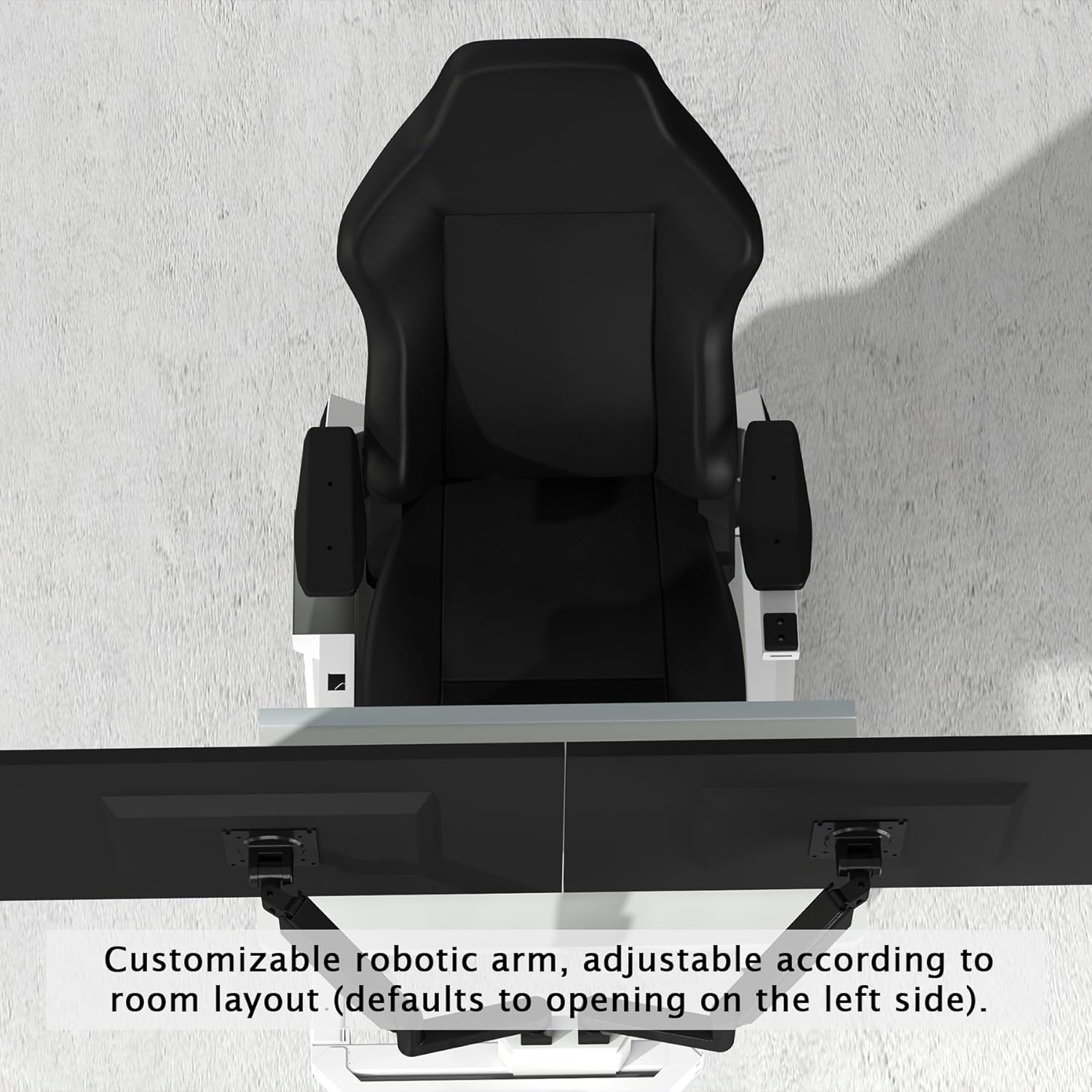 White Zero Gravity Scorpion Gaming Chair Cockpit with Dual Monitor Arm, 165° Reclining 441LB Load Ergonomic Office Chair, Space-Saving Mobile Workstation for PC, PS5, Xbox
