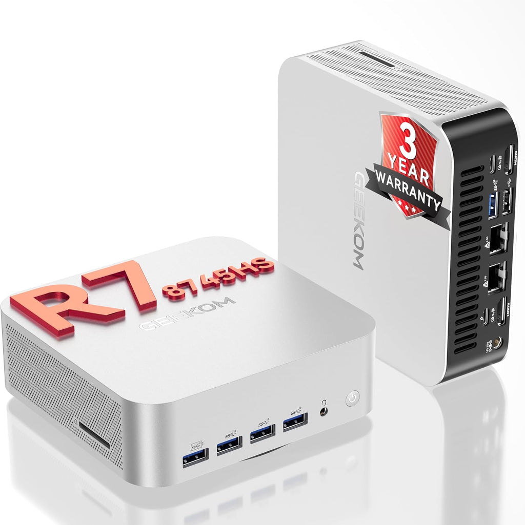 GEEKOM Mini PC[Ultimate Performance Edition] A8 Max with AMD Ryzen 7 8745HS(Beats 7735hs) 16GB DDR5|1TB SSD(Expandable,Not LPDDR) Dual LAN Mini Computer,Radeon 780M Mini PC Windows 11 Pro/USB4/8K