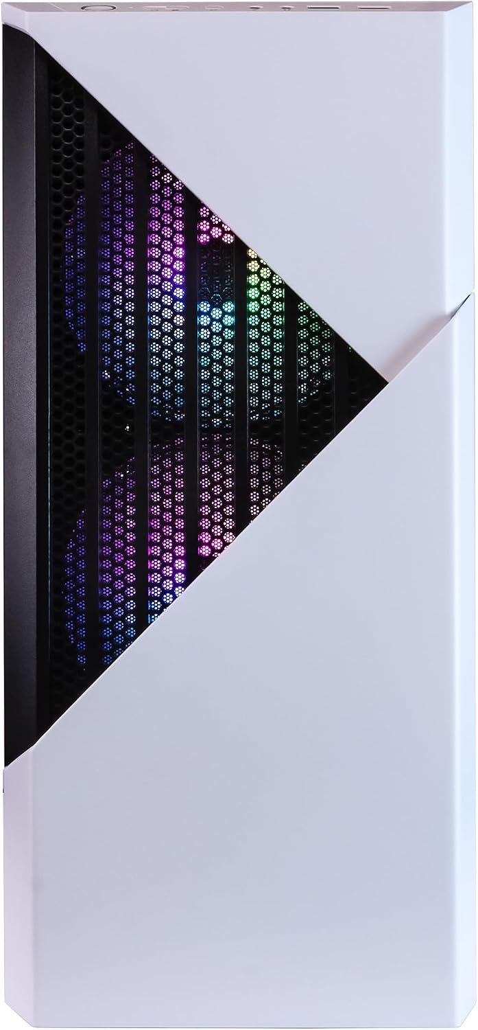 Periphio Castle Gaming PC, AMD Ryzen 5 5600GT up to 4.6GHz with Radeon Vega 7 Graphics, 16GB RAM, 1TBNVMe SSD, WiFi, Windows 11 Home, White, 1080p Gaming Computer - Full RGB Gamer Bundle, 24' Monitor