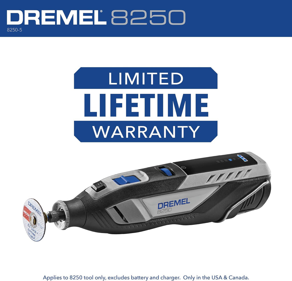 Dremel 8250-5 12V Lithium-Ion Variable Speed Cordless Rotary Tool with Brushless Motor - 5 Rotary Tool Accessories, 3Ah Battery, Charger, and Tool Bag