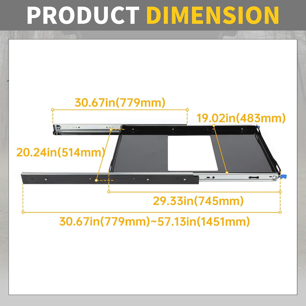 KUAFU Fridge Slide (Inner 29.3 x 18.7in) Compatible with 28 to 65L Fridges/Coolers, Universal Portable Vehicle Refrigerator Freezer Slide Mount, W/4 Buckle Straps, 280 LBS