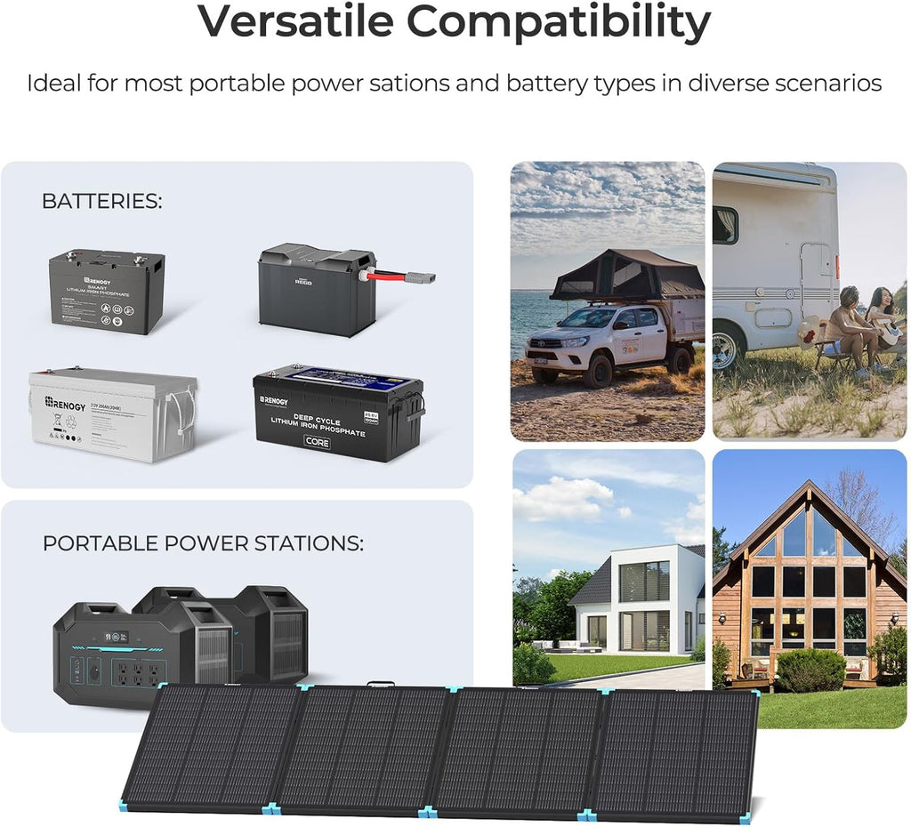 Renogy 300 Watt Solar Panel Suitcase, N-Type 12V Portable Foldable Solar Panels, 25% High Efficiency with 17% Lighter, Fast Setup with Kickstands, IP67 Waterproof for RV, Camping, Off-Grid, Blackouts