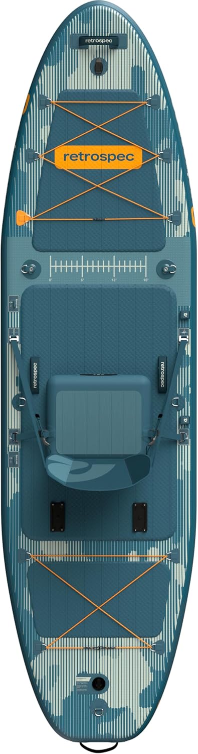 Retrospec June Inflatable Fishing Paddle Board 11'6' with Removable Seat – Puncture-Resistant Paddle Board for Fishing with Rod Holders, Non-Slip Deck Pad & Accessories