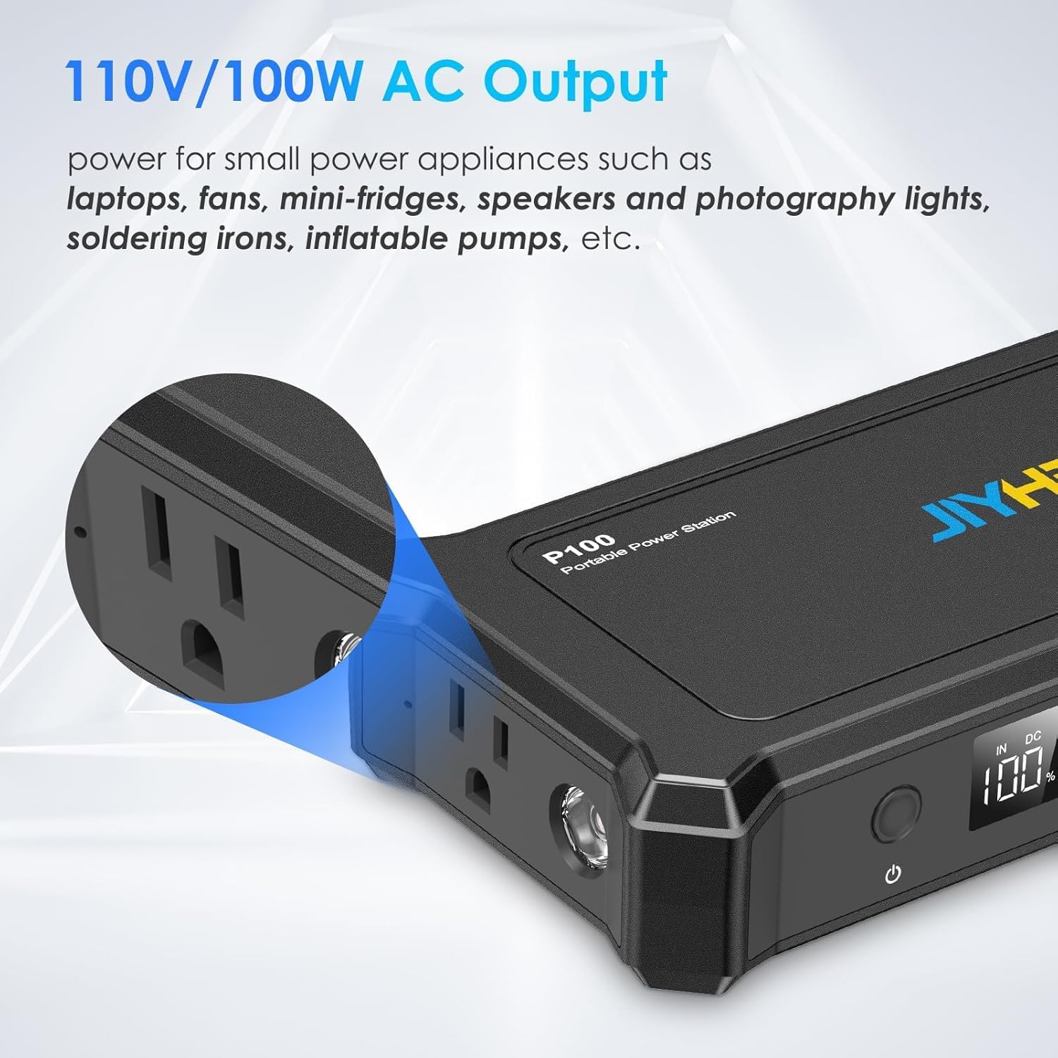 JIYHF Portable Power Station with AC Outlet - 99.9Wh Backup Battery, 100W AC & 65W USB-C PD Fast Charging Ideal for Outdoor Work