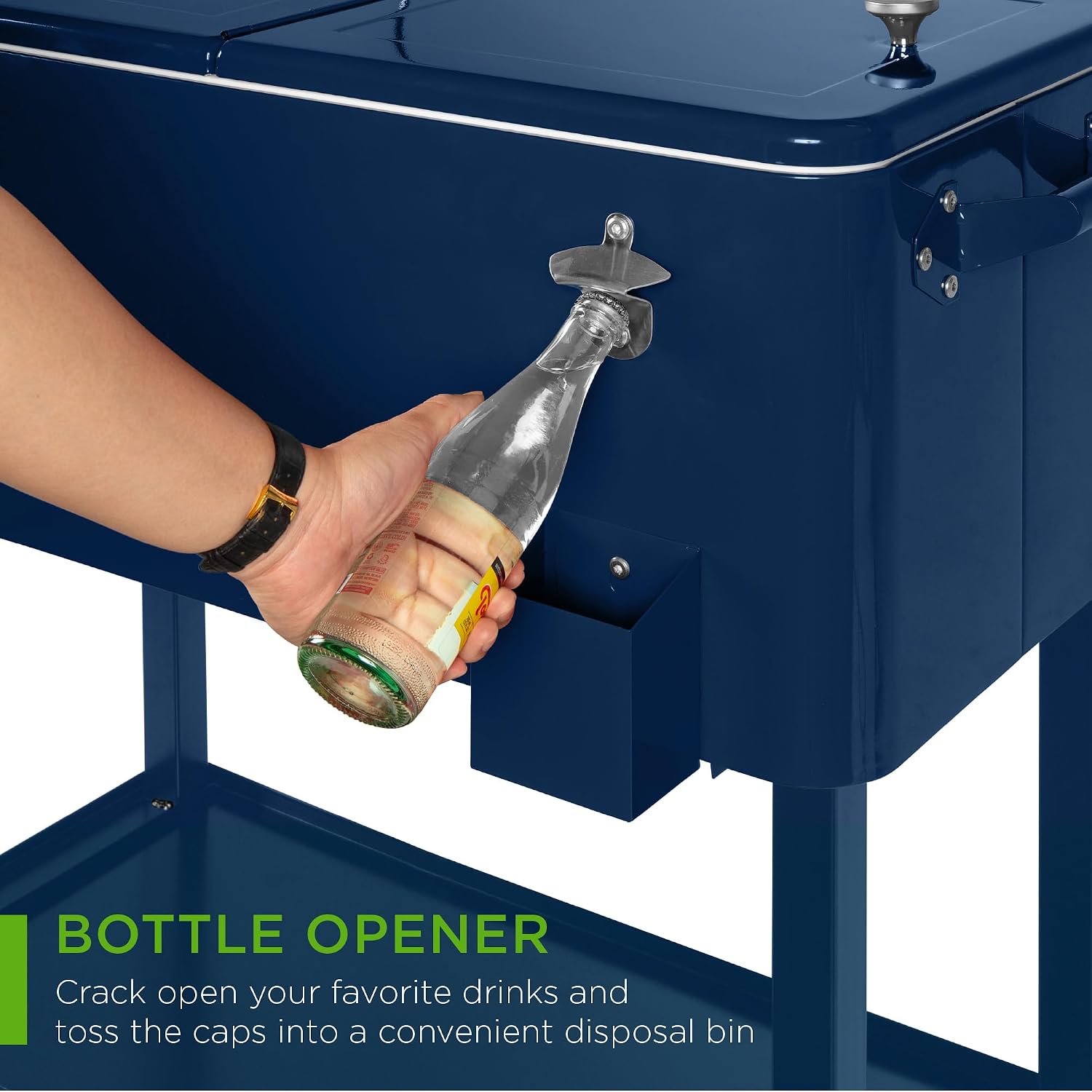 Best Choice Products 80-Quart Outdoor Steel Rolling Cooler Cart w/Ice Chest, Bottle Opener, Catch Tray, Drain Plug, Locking Wheels