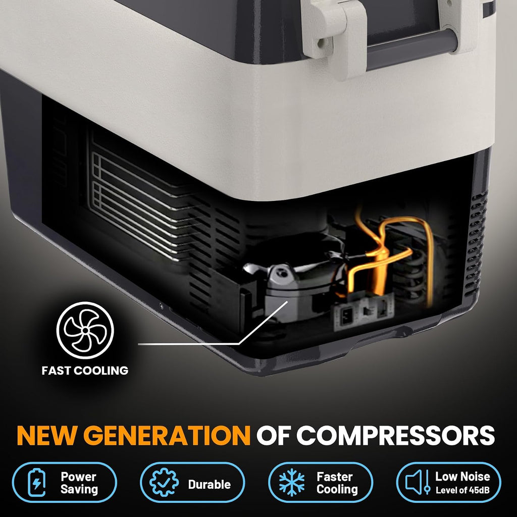12 Volt Refrigerator 12V Car Fridge 52QT(50L) Portable Freezer Compressor Cooler 12/24V DC 110~240 Volt AC for Truck Van RV Camper SUV Travel Camping Road Trips Tailgating -8℉~50℉
