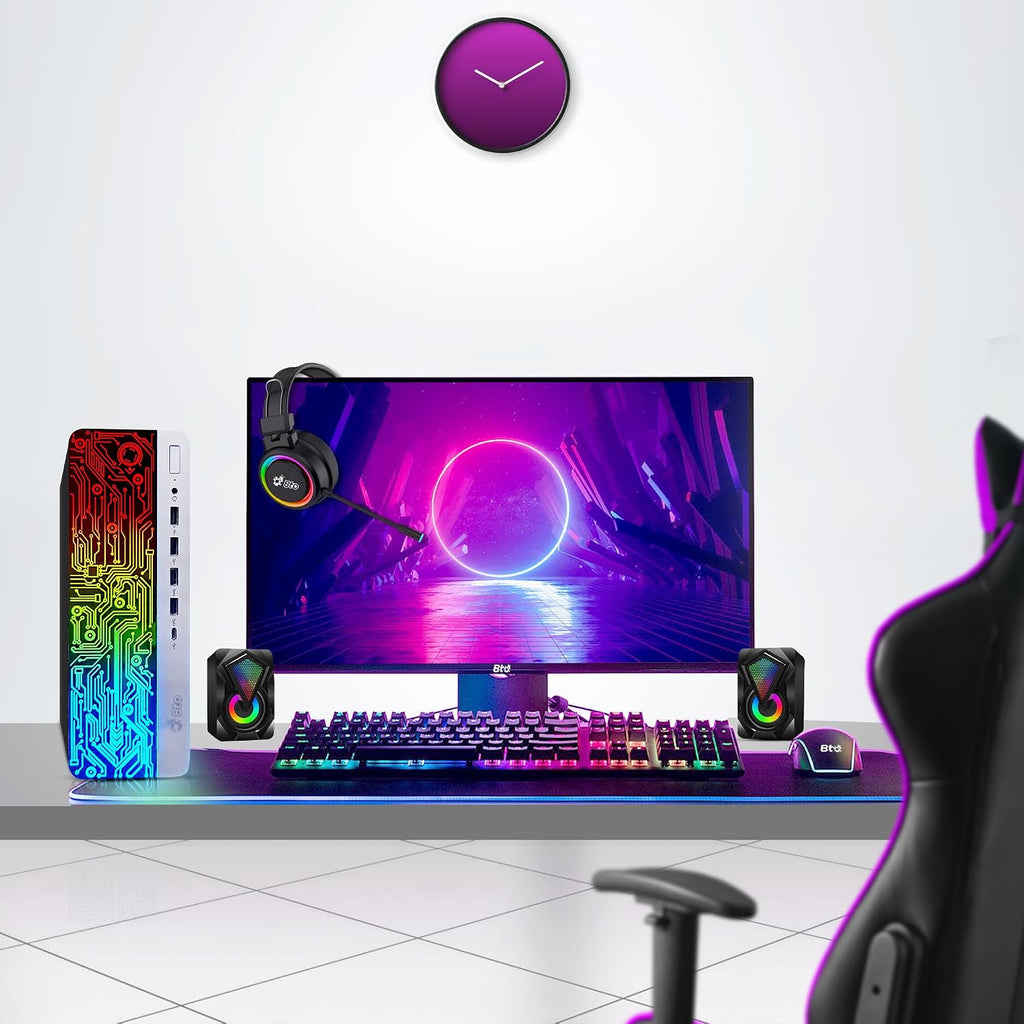 BTO HP RGB Gaming Desktop PC Bundle - Intel Core i7 6th Gen, 16GB DDR4 Ram, 1TB SSD, NVIDIA GeForce GT 1030 GDDR5, New 24 Inch Monitor - Prebuilt Gaming Computer, RGB Set - Windows 11 Pro (Renewed)