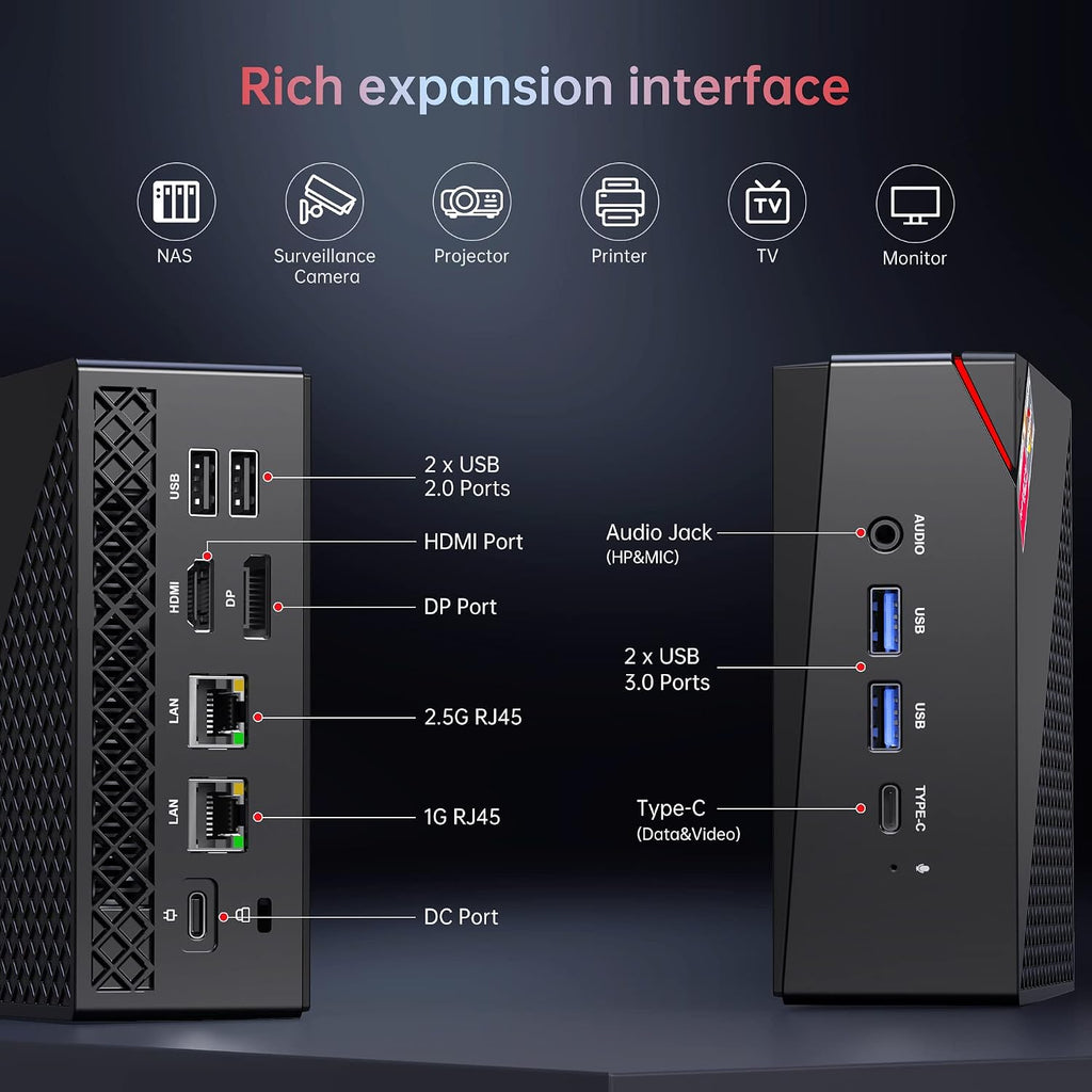 ACEMAGIC Mini Gaming PC AMD Ryzen™ 7 5700U 16GB DDR4 RAM, 512GB SSD Wind 11 Pro 8 Cores/16 Threads Mini Computers (up to 4.4Ghz) 4K Triple Display Mini Desktop Bluetooth/WiFi 6/Office