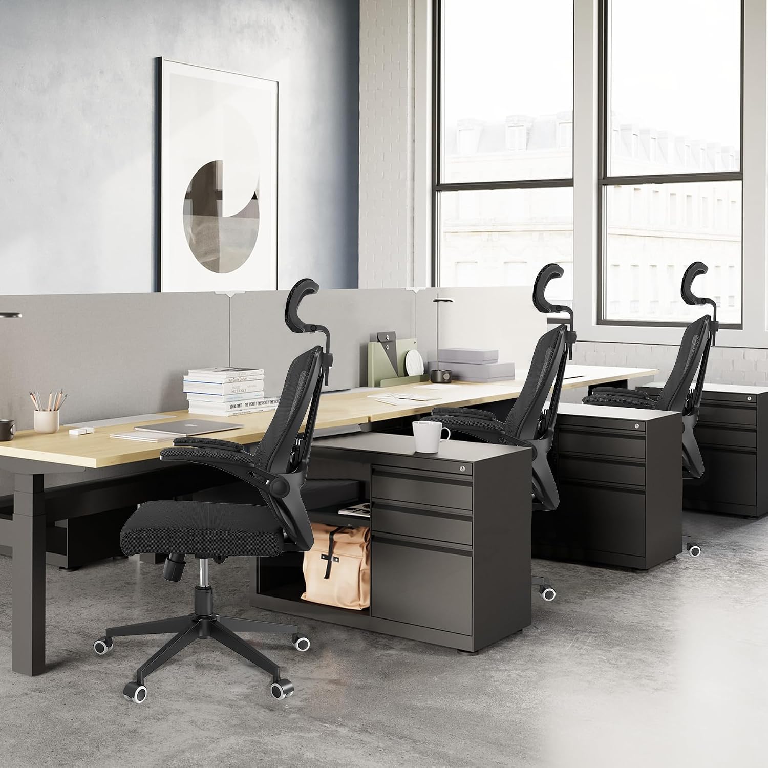 balmstar Office Chair Desk Chair, Ergonomic Mesh Computer Chair with 90-130° Recline & 360° Smooth-Rolling Casters, Adjustable Lumbar Support Task Chair, Comfortable for Women, Teens(A-All Black)