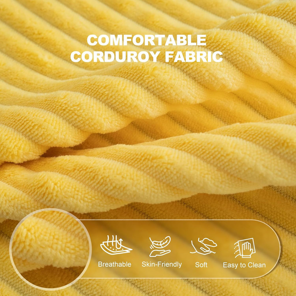 Giant Bean Bag Chair with Armrests - Oversized Cozy Seating for Adults, Corduroy Fabric & High-Resilience Foam Filling, Ideal Lounge for Living Room, Bedroom & Gaming Room (Corn Yellow)