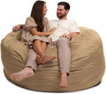 ULTIMATE SACK 6000 6-Foot Bean Bag Chair, Camel Suede Cover – Oversized Foam Lounger, Floor Seat, Small Sofa, or Couch Bed for Living Area, Gaming Room, or Reading Lounge