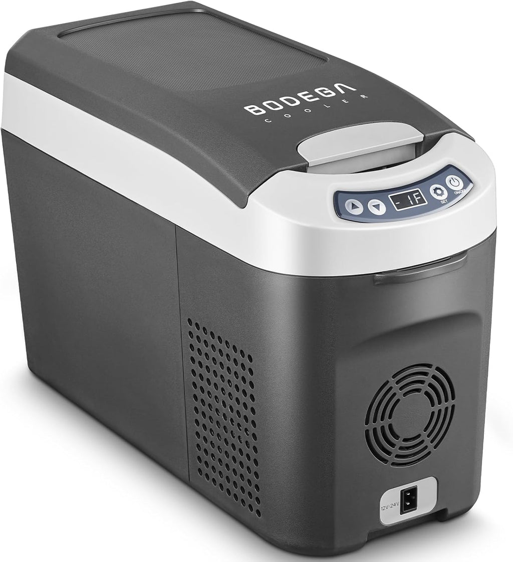 BODEGA BODEGACOOLER 12-Volt Car Refrigerator, 16-Quart Small Car Fridge, Portable Freezer (-4℉ to 68℉), Car Cooler with 12/24V DC for Outdoor, Vehicles, Camping, Travel