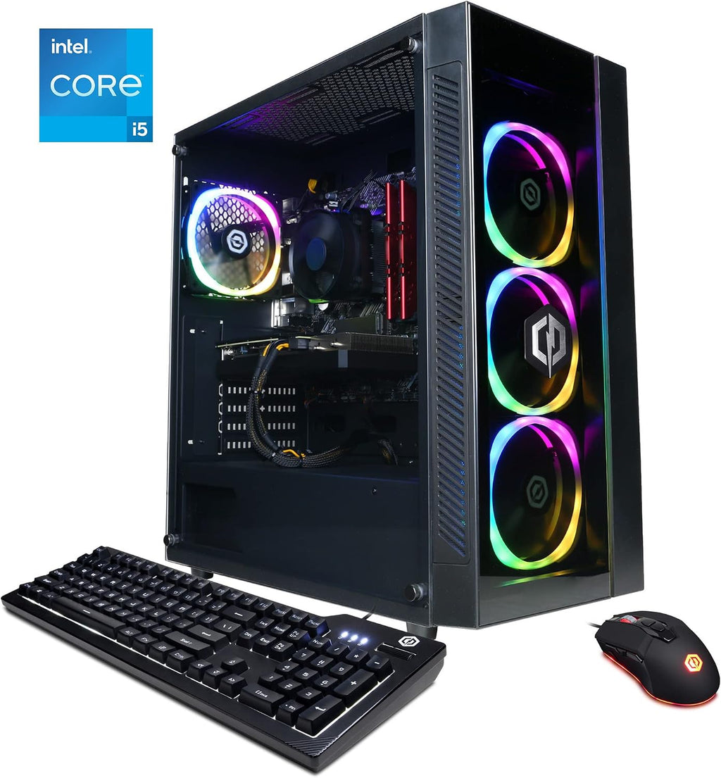 CYBERRPOWERPC Gamer Xtreme VR Gaming PC, Intel Core i5-11600KF 3.9GHz, GeForce RTX 3060 12GB, 16GB DDR4, 500GB PCI-E NVMe SSD, 1TB HDD, WiFi Ready & Win 11 Home (GXiVR8480A11), Black