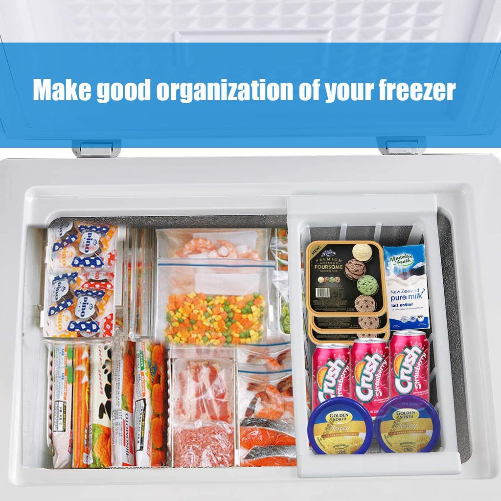 WANAI Chest Freezer 3.5 Cubic Feet Mini Small Deep Freezers with Adjustable Thermostat Top Open Door Freezer Compressor Cooling with Rmovable Storage Basket for Home, Kitchen Office Apartment, Black