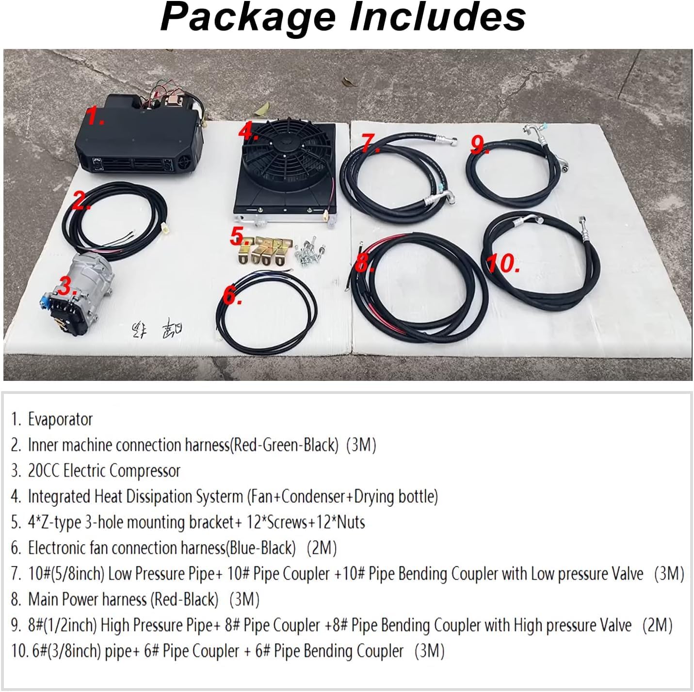 10000BTU Electric Air Conditioner 12v Under Dash air conditioning Kit 12 volt universal car ac system Fit for Van Auto RV Truck Motorhome Boat Bus Heating and Cooling