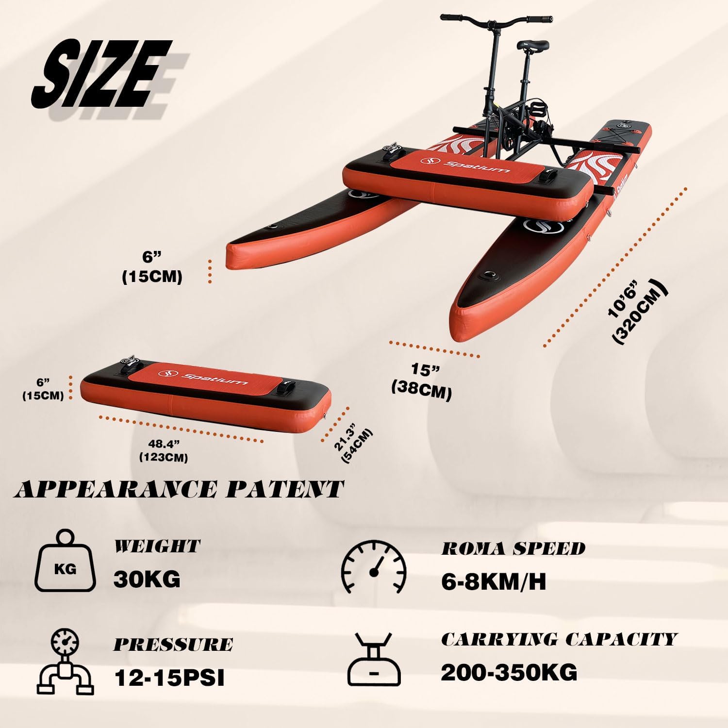 Spatium SUP Water Bike - Inflatable Pedal Boat for One Person - Fishing Kayak & Paddle Board - The Fun of Water & Fishing + Mat