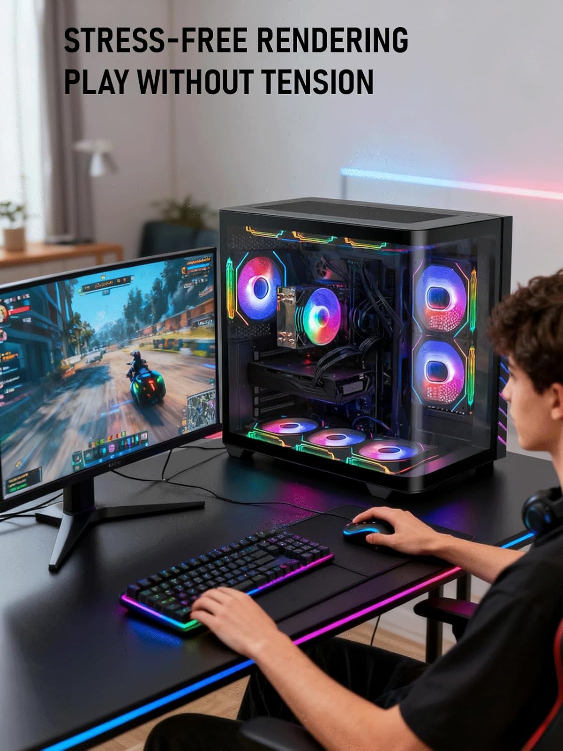 Liquid Cooled ARGB Gaming PC – i7-12700KF up to 5.0 GHz 12-Cores, RTX 5060 8GB, 32GB DDR4 RAM, 1TB NVMe SSD, Wi-Fi 6 & Bluetooth 5.4, 9× ARGB Cooling Fans, Win11 Pro, 650W PSU, High-Performance Tower
