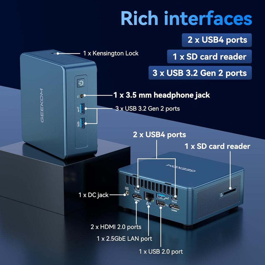 GEEKOM Flagship Model IT13 Mini PC 2026 with 13th Gen Intel i9-13900HK, 16GB RAM 1TB SSD, Windows 11 Pro, 2 X USB4.0(40Gbps), 8K Quad Display, WiFi 6E, SD Slot, Intel NUC13 Replacement Mini Desktop