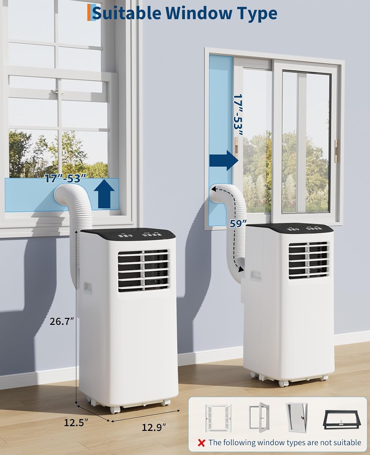 GarveeTech Portable Air Conditioner, 8,000 BTUs Room Air Conditioner, 3 in-1 Cooling AC Portable Air Conditioner with Fan & Dehumidifier, Standing Air Conditioner, Ventless Floor AC