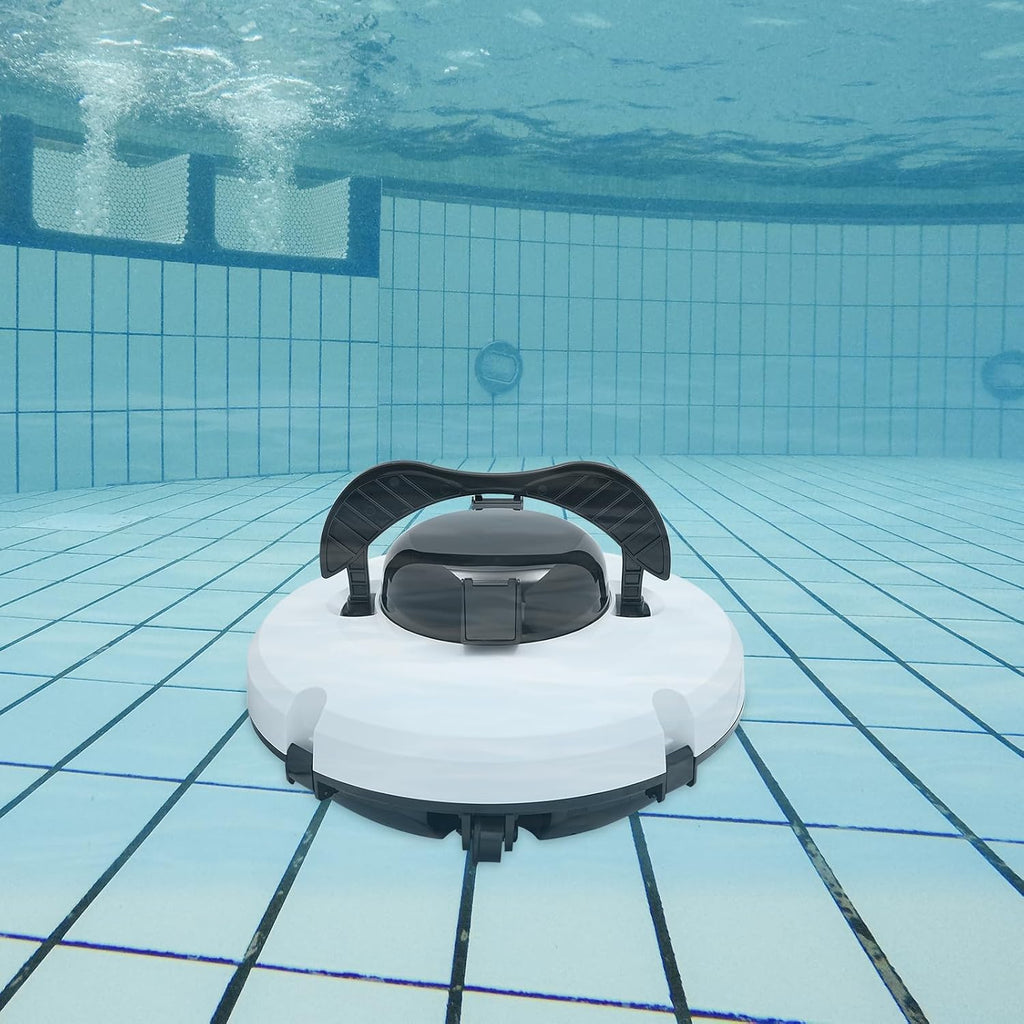 Automatic Robotic Pool Vacuum Cleaner, 120-Min Runtime Cordless Cleaning Robot Rechargeable Underwater Floor Cleaner Smart Pool Sweeper for Above-Ground & In-Ground Pools up to 1076.4ft² Flat Bottom