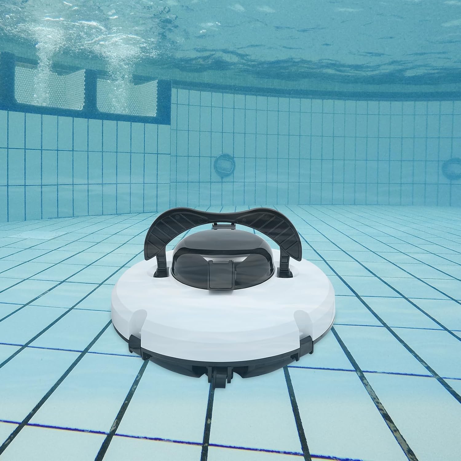 Automatic Robotic Pool Vacuum Cleaner, 120-Min Runtime Cordless Cleaning Robot Rechargeable Underwater Floor Cleaner Smart Pool Sweeper for Above-Ground & In-Ground Pools up to 1076.4ft² Flat Bottom