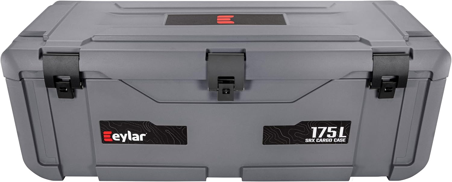 SRX-175 Overlanding Cargo Case – 175L Waterproof Storage Box for Camping, Off-Road & Truck Bed Gear – Heavy-Duty Lockable Storage with Gas Strut Lid, Stackable Design & Interior Organizer Tray (Gray)
