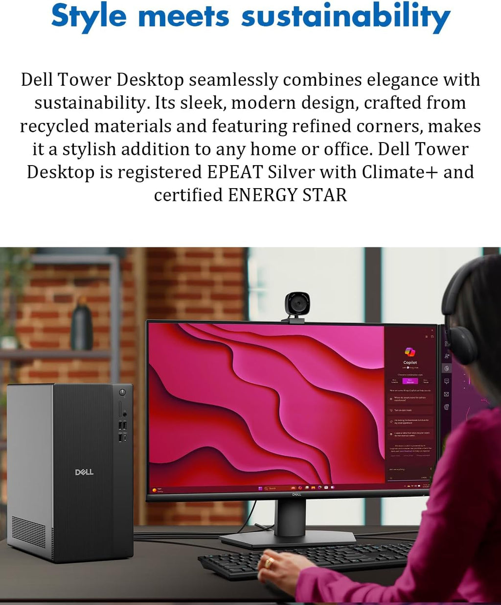 Dell Desktop Tower Computer, Intel 10-Core Ultra 5 225 (20MB Total Cache, 3.3GHz), Windows11 Pro, Wired Keyboard & Mouse, Intel UHD Graphics, Wi-Fi 6, Bluetooth 5.4 (64GB DDR5 RAM | 1TB SSD)