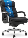 La-Z-Boy Sonata Executive Mid-Back Office Chair, Button-Tufted Seat and Back, Double-Layer Cushion, Padded Armrests, Ergonomic Computer DeskChair, Swivel Metal Base, Bonded Leather, Black/Chrome