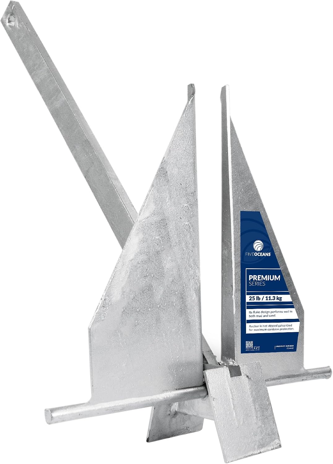 Five Oceans Fluke Boat Anchor, Heavy Duty Hot Dipped Galvanized Steel, Multiple Sizes – Ideal for Pontoon, Dinghies, Boats