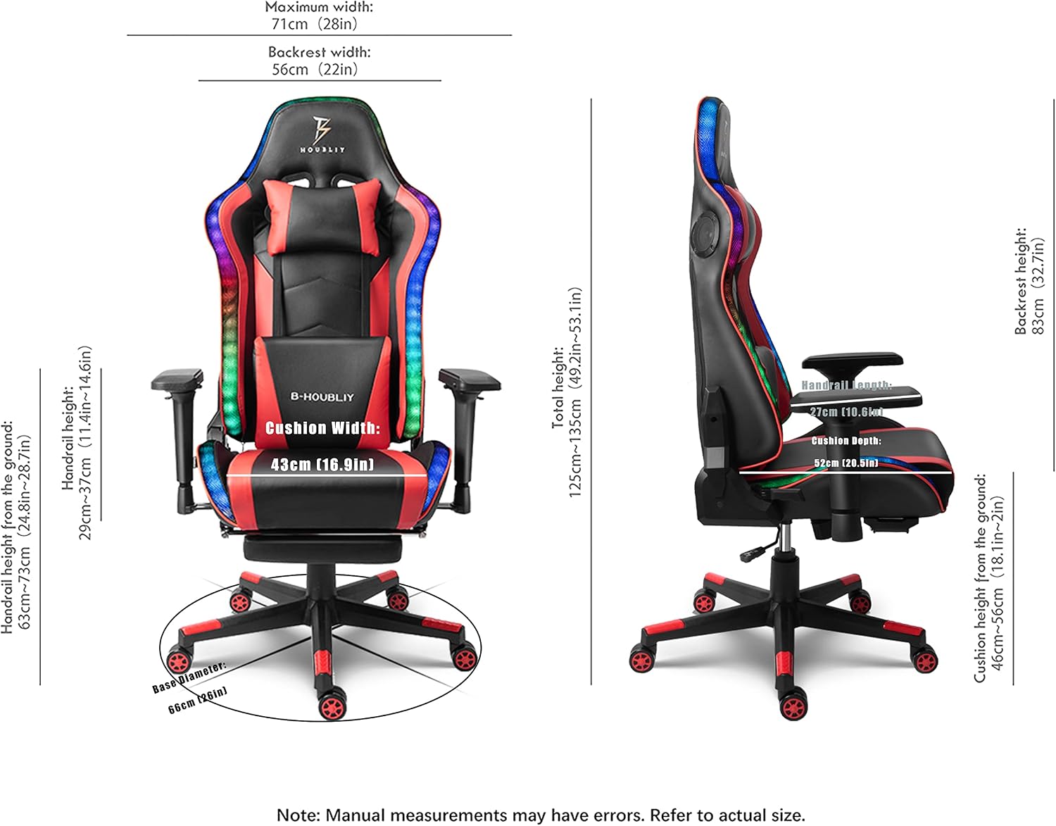 Massage Video Gaming Chair with Speaker and RGB LED Light, Ergonomic Racing Computer Gaming Chair with Footrest and Massage Lumbar Support, PU Leather, Gaming Chair for Adults.,Red