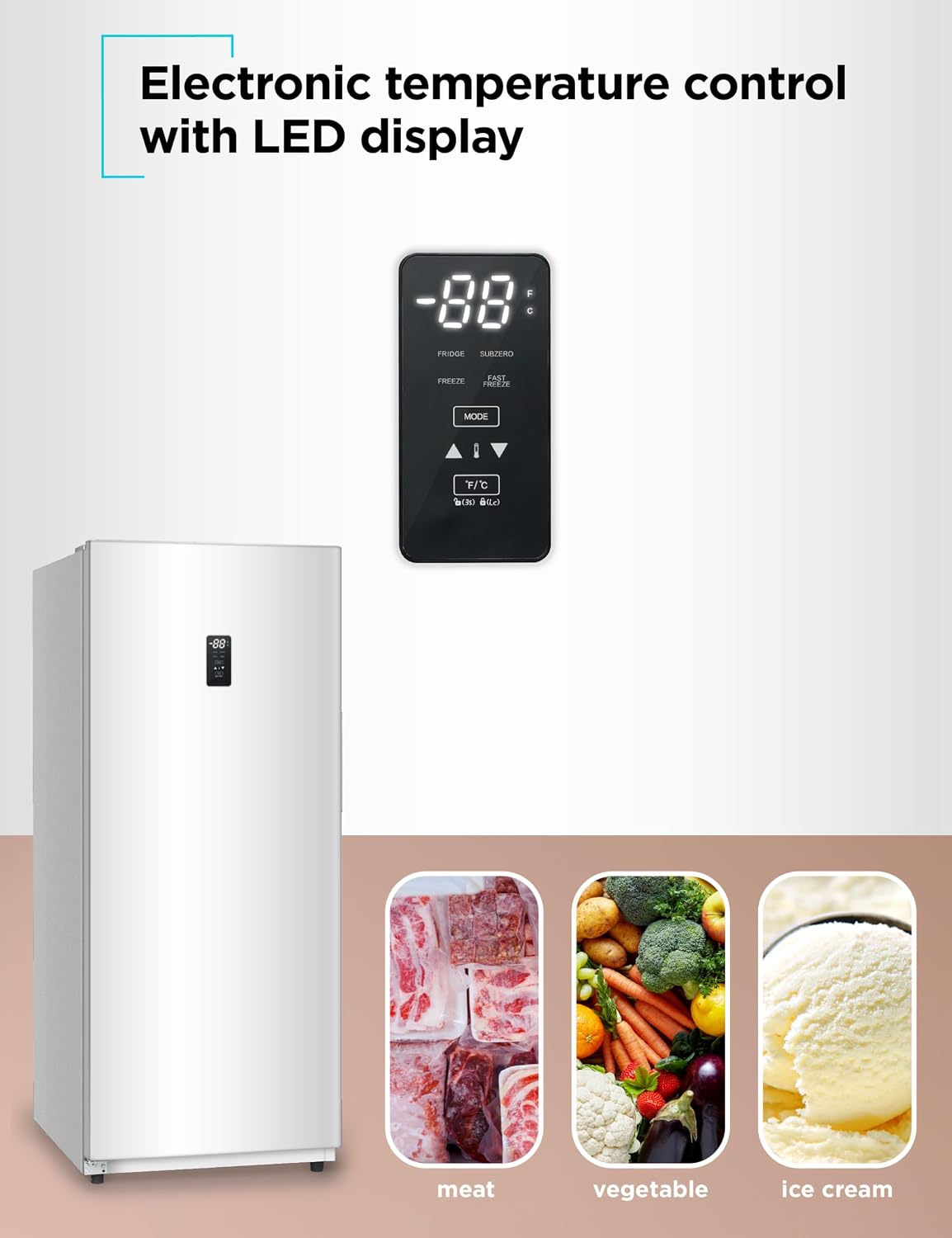 BLACK+DECKER 14 Cu. Ft. Convertible Freezer Refrigerator, Upright Freezer with Glass Shelves, ENERGY STAR rated, Frost Free, BUC1400XW, White