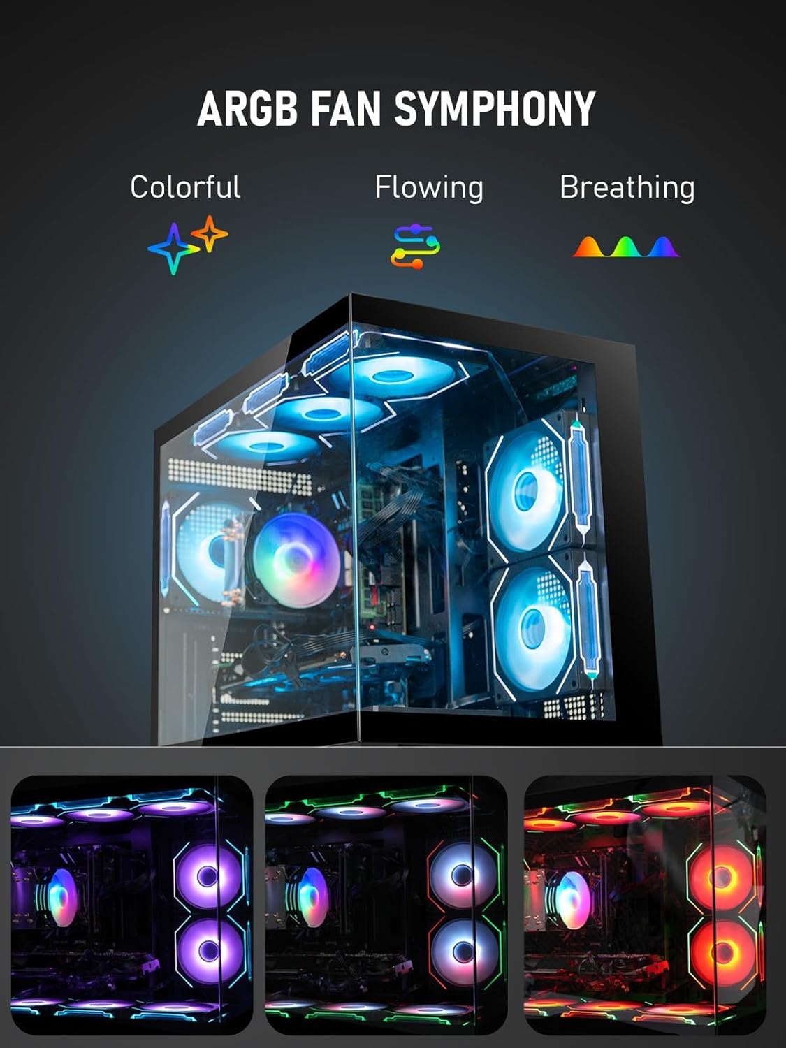 Gaming PC Desktop – Ryzen 7 5800X up to 4.7GHz, GeForce RTX 2080 8GB GDDR6, 16GB DDR4 RAM, 1TB NVMe SSD, WiFi 6 & BT 5.4, 9× ARGB Fans, 650W PSU, WIN11, RGB Keyboard & Mouse