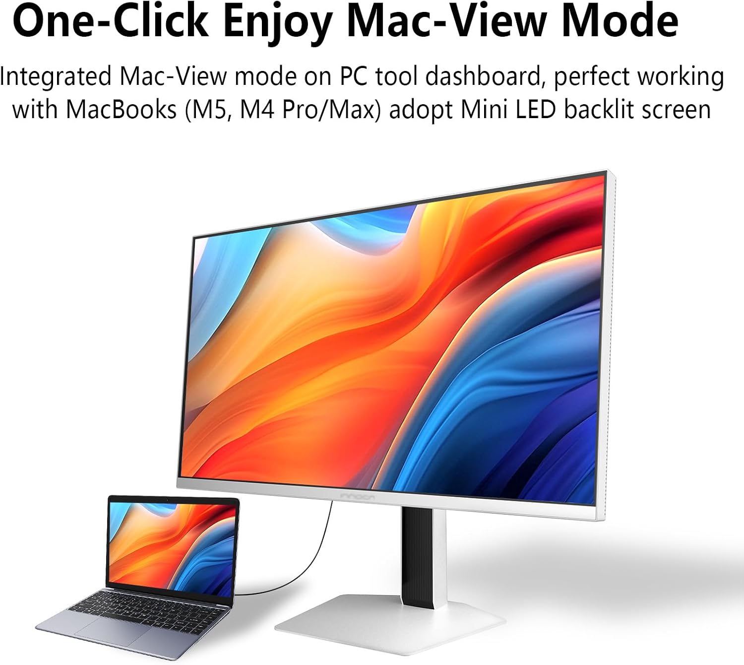 INNOCN 27' 2K QHD 2560 x 1440P 320Hz Monitor, Gaming Console Ready, Mini-LED Precisely Dimming, Monitor for Mac, HDR1000, 1ms, MPCS/ULL, FPS, HDMI 2.1, DP, Speaker, Pivot Adjustable Stand - GA27T1M