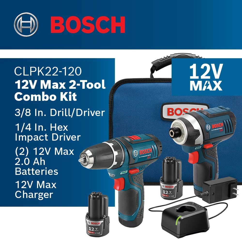 Bosch 12V Max Cordless 2-Tool Combo Kit with Drill/Driver and Impact Driver (CLPK22-120)