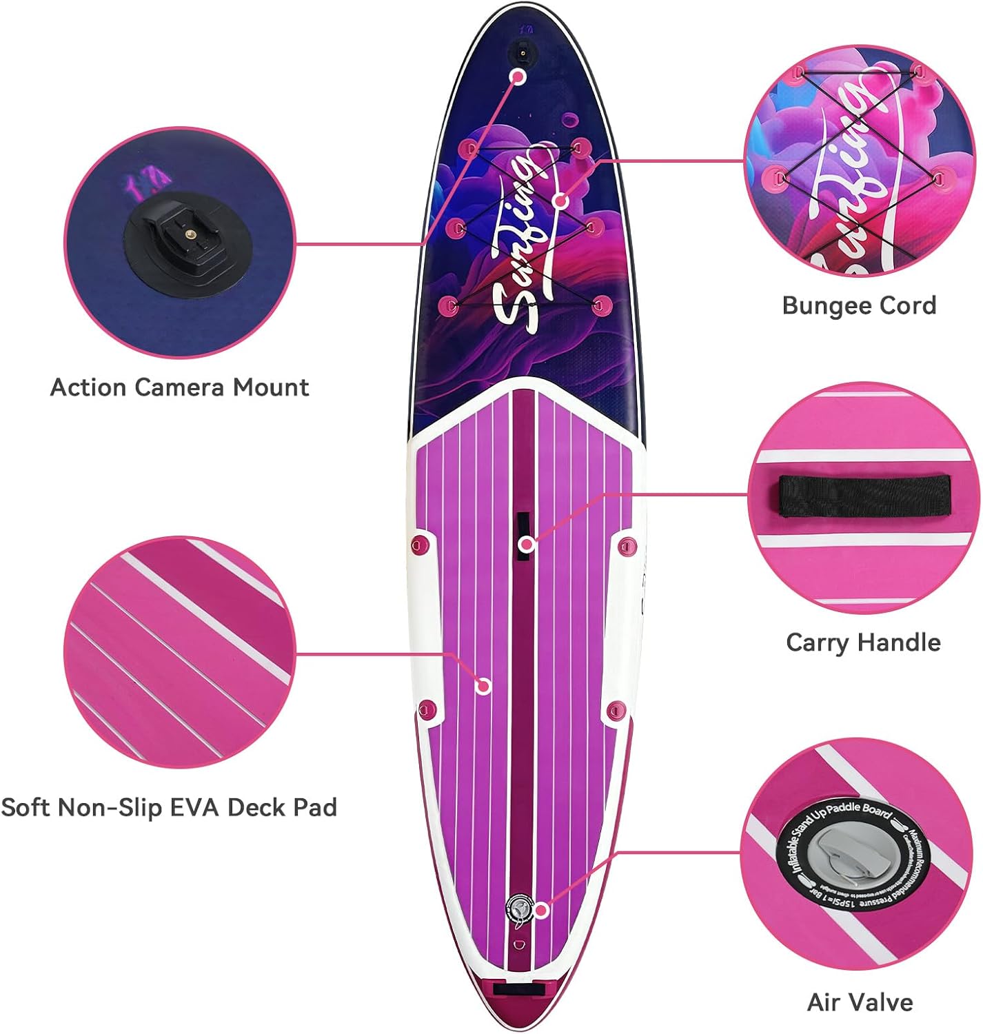 YUSING 11' Inflatable Stand Up Paddle Board with Kayak Seat, Non-Slip Deck SUP Paddle Board with Premium Kayak and SUP Accessories & Backpack, Portable Standing Boat for Youth & Adult