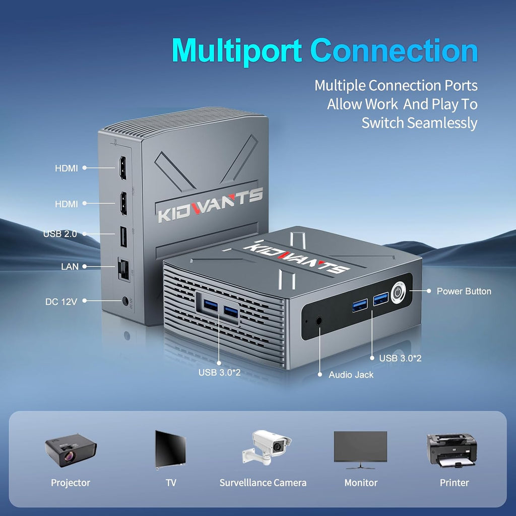 KG1 Mini PC Intel N4000(up to 2.6GHz),8GB LPDDR4 128GB eMMC,Support M.2 SSD Expansion (512GB/2TB),Support 4K Dual Display, 2.4G/5G WiFi,BT 5.0,USB 3.0,Business, Home, Office Computer, Small Pc