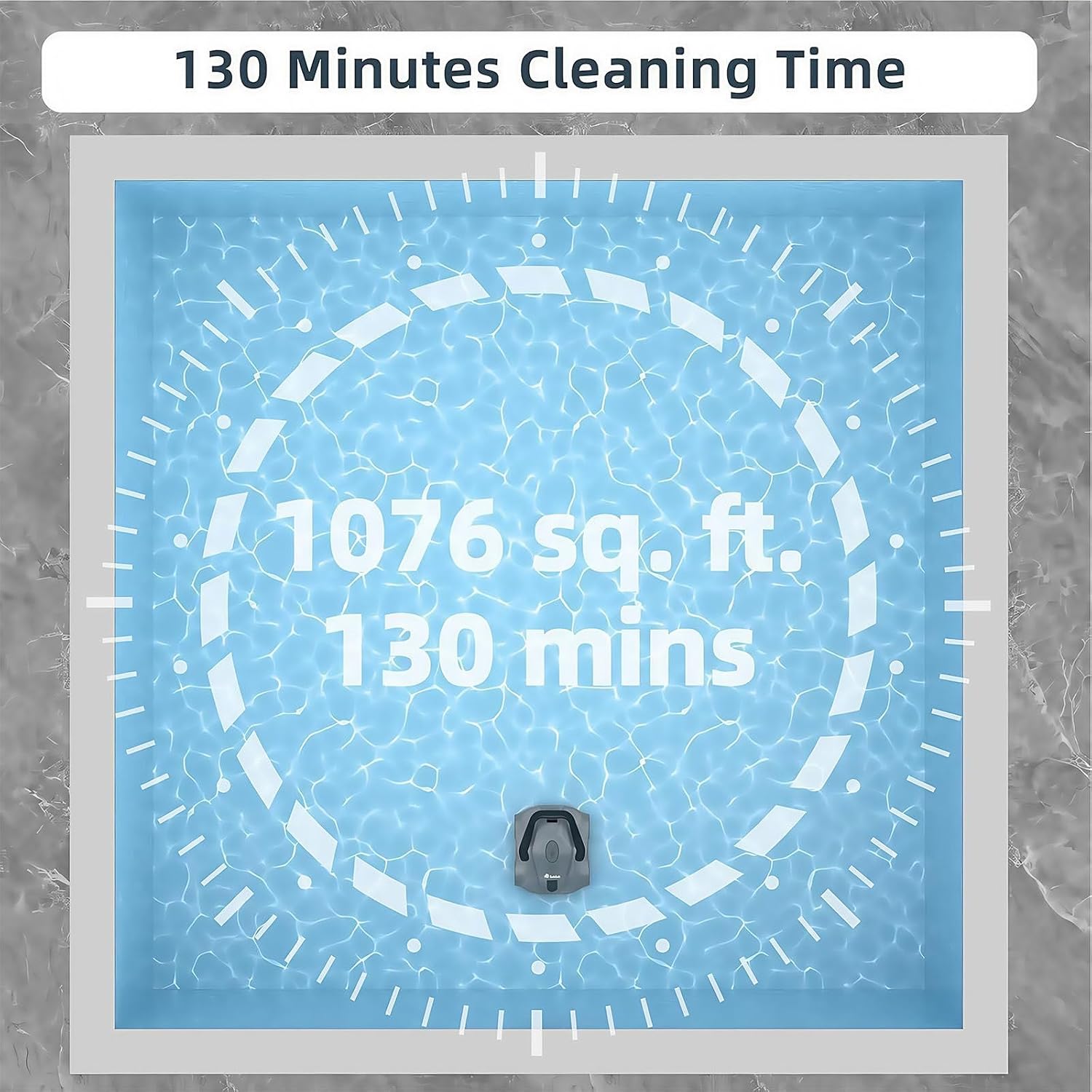 Smart Pool Robot, Above Ground Pool Cleaning Machine, Intelligent Path Planning and Cordless Design, Lasts 130 Minutes, Suitable for Above Ground Pools Up to 1076 Square Feet,Grey