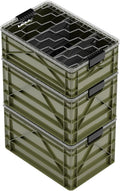 SIDIO Crate Pro Pack - 2 Full-Size & 1 Half-Size Heavy Duty Stackable Storage Bins, Totes and Containers with Lids and Dividers - Durable Plastic Organizer for Home, Office, Garage, and Outdoor Use