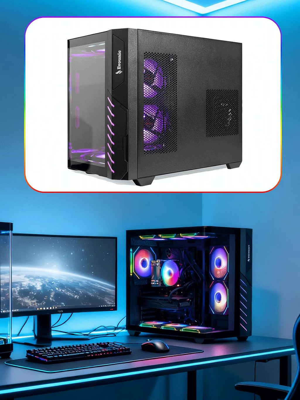 Liquid Cooled ARGB Gaming PC – i7-12700KF up to 5.0 GHz 12-Cores, RTX 5060 8GB, 32GB DDR4 RAM, 1TB NVMe SSD, Wi-Fi 6 & Bluetooth 5.4, 9× ARGB Cooling Fans, Win11 Pro, 650W PSU, High-Performance Tower