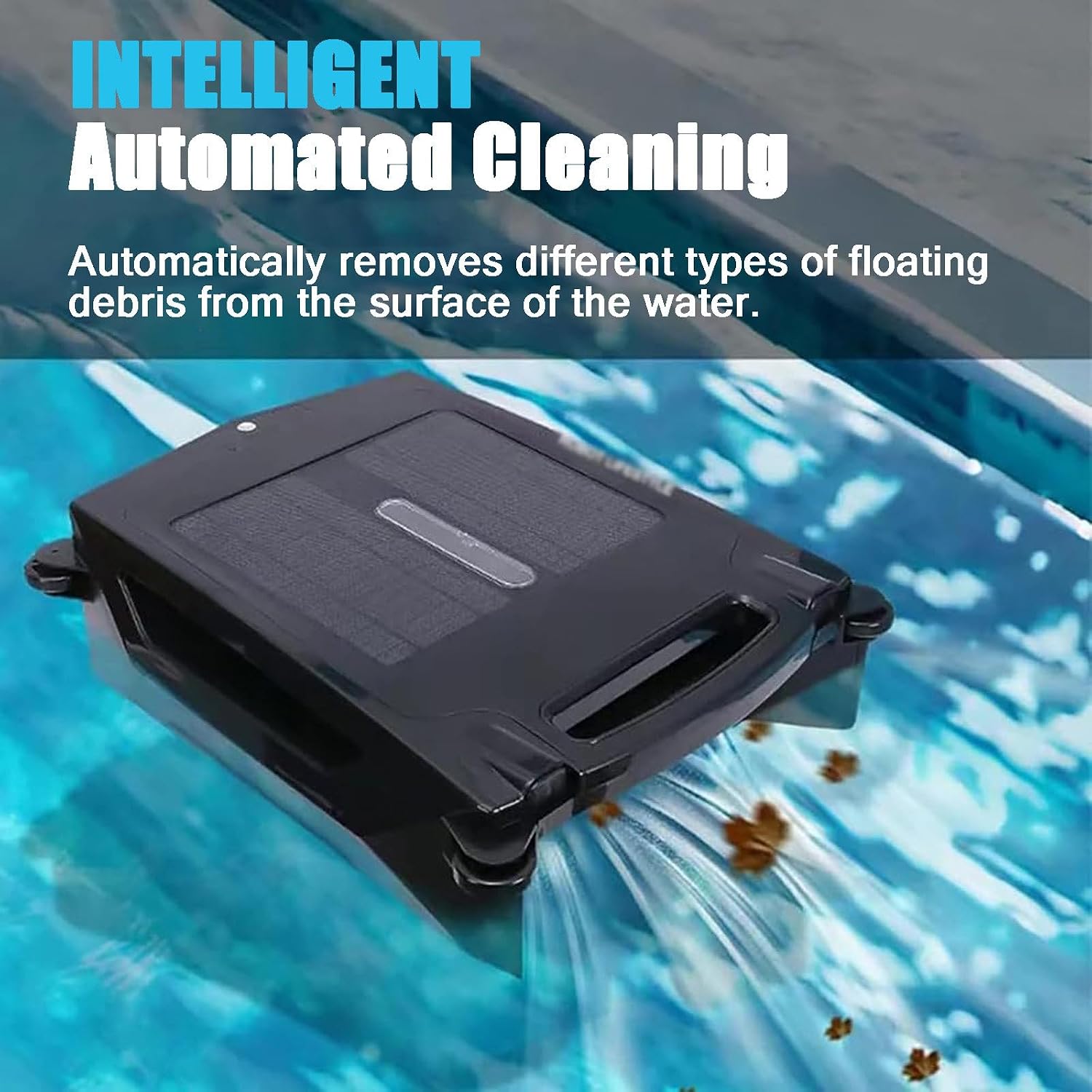Automatic Solar Pool Cleaning Robot with Obstacle Avoidance, Skimmer for Swimming Pool Surface, Brushless Motor,Fully-Automatic
