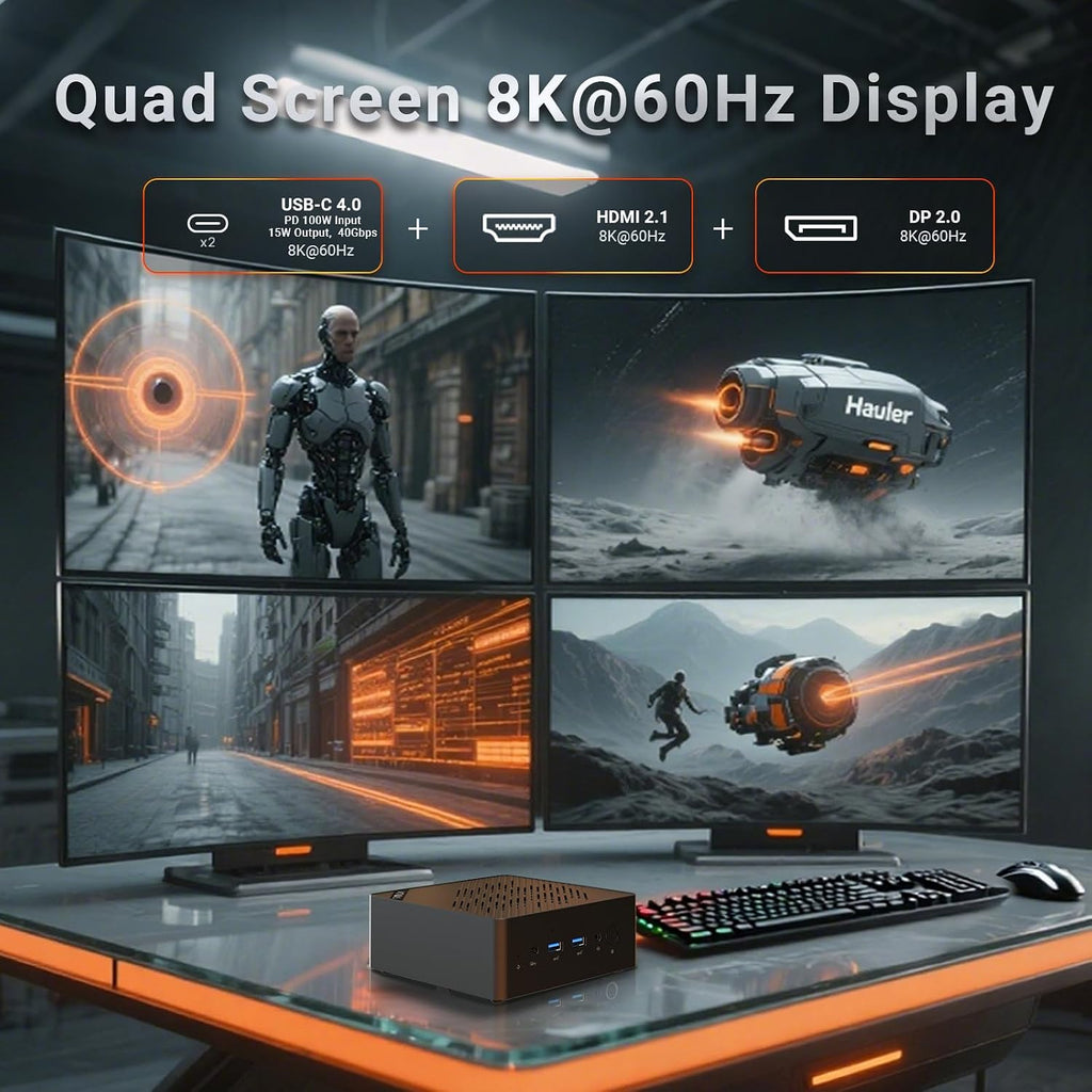 MINIX Elite ER936-AI Mini PC, AMD Ryzen AI 9 365 (10-Core), 32GB DDR5-5600MHz, 1TB PCIe 4.0 SSD, Radeon 880M, 73 Tops AI, 4×8K@60Hz Displays, WiFi 6E, for Gaming, Content Creation, Business, AI Tasks