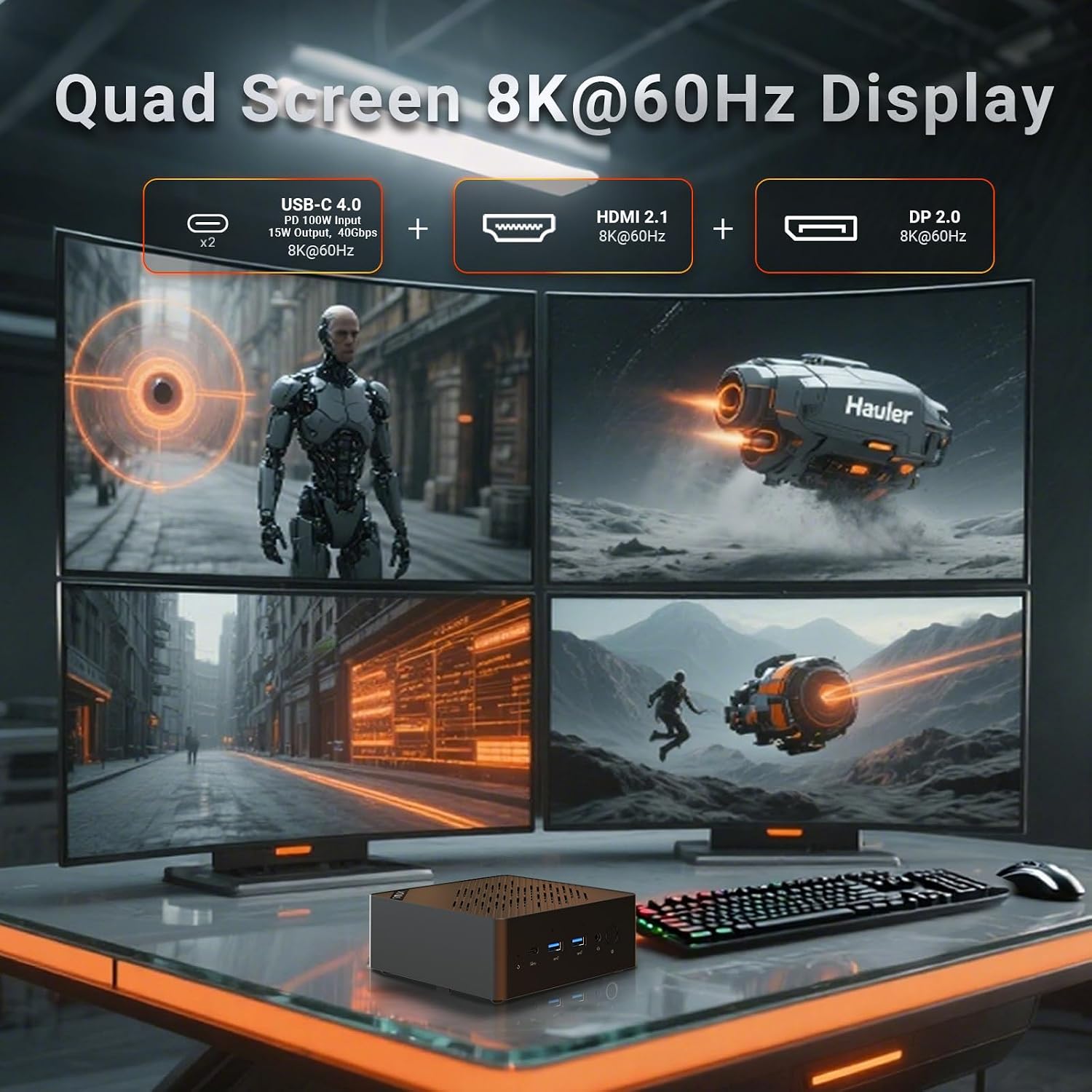 MINIX Elite ER936-AI Mini PC, AMD Ryzen AI 9 365 (10-Core), 32GB DDR5-5600MHz, 1TB PCIe 4.0 SSD, Radeon 880M, 73 Tops AI, 4×8K@60Hz Displays, WiFi 6E, for Gaming, Content Creation, Business, AI Tasks