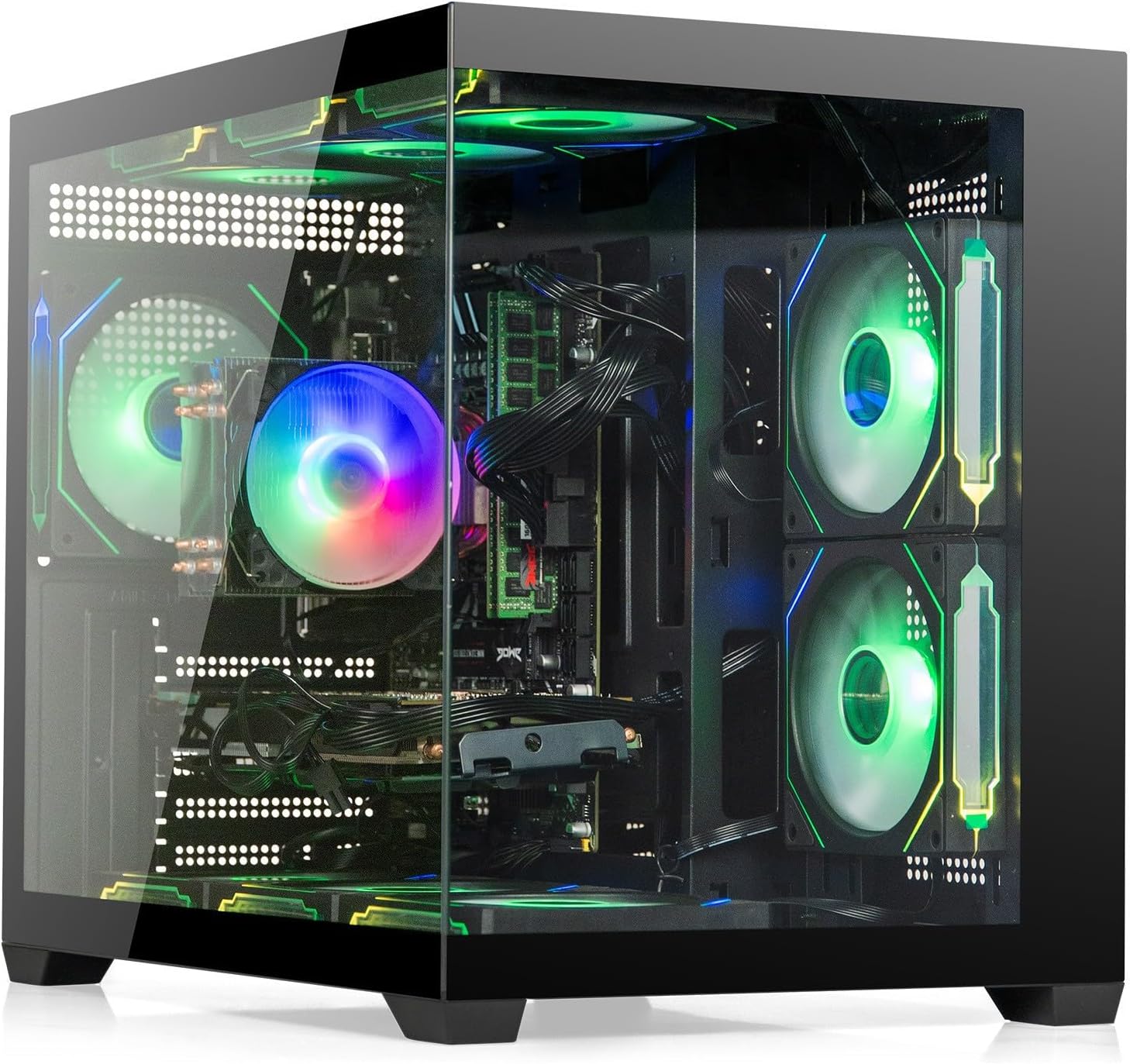 Gaming PC Computer Desktop – i7 Xeon E5 3.20 GHz 12-Core Processor, GeForce GT1030, 16GB RAM, 512GB SSD + 1 TB HDD, Wi-Fi 6 & Bluetooth 5.4, 9 ARGB Fans, Windows 11 Pro, 650W PSU