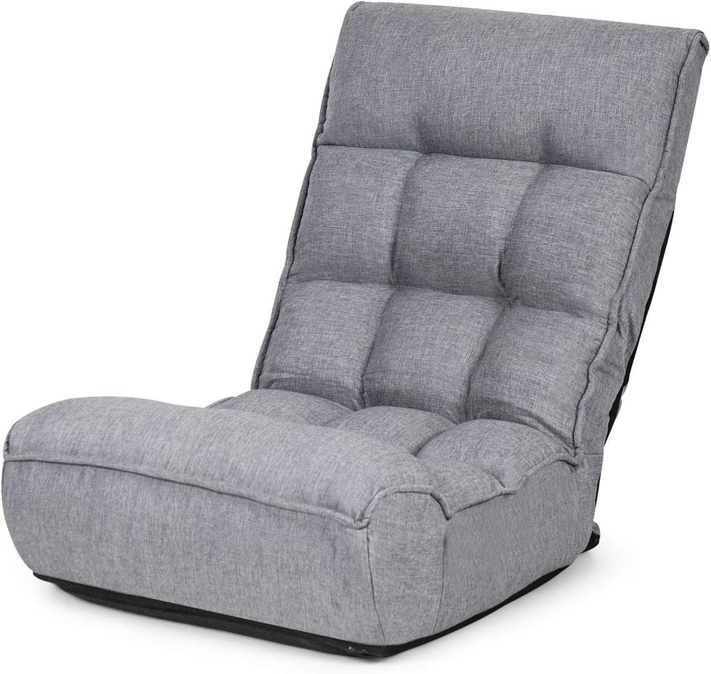 ARLIME 4-Position Adjustable Floor Chair, Armless Floor Gaming Chair w/Back Support & Soft Cushion, Memory Foam Floor Lazy Sofa Chair for Gaming, Reading, Meditating (Gray), Grey