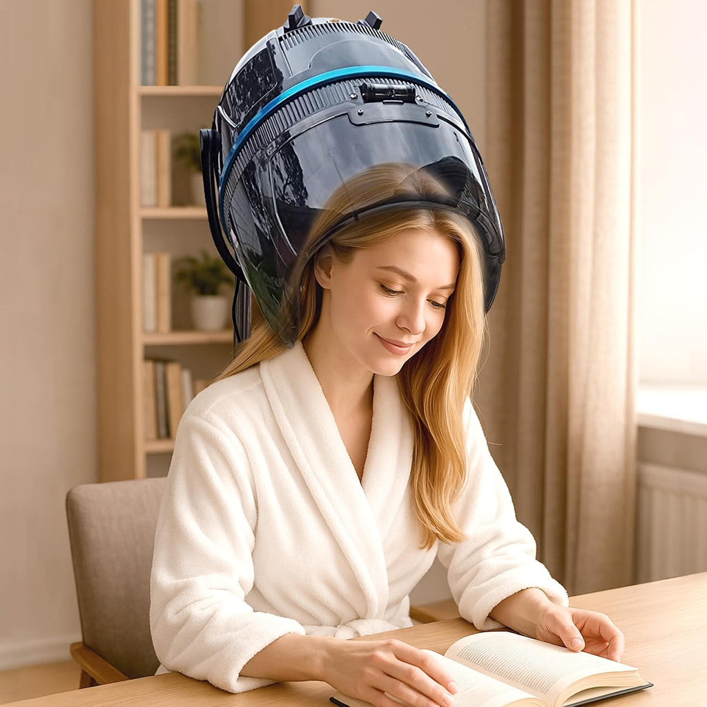 1300W Adjustable Hooded Hair Dryer Professional Stand Up Bonnet Hair Dryer Salon Equipment with Rolling Base for Home Hair Drying