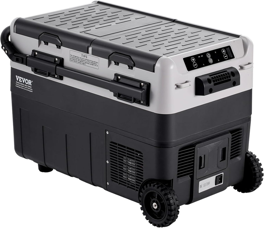 VEVOR Car Refrigerator 50L / 52.8 QT, Dual Zone 12 Volt Compressor Fridge, -4℉ to 68℉ Adjustable, Portable Freezer Cooler for Car, RV, Camping, Home